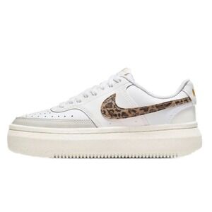 Nike Court Vision Alta Platform Sneaker Sz 7.5 White Leopard Swoosh DO2791-100